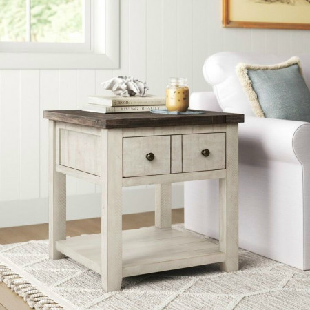 212496 Kirklands : Tủ 1 Ngăn Kéo Già Cổ + Màu Cream 